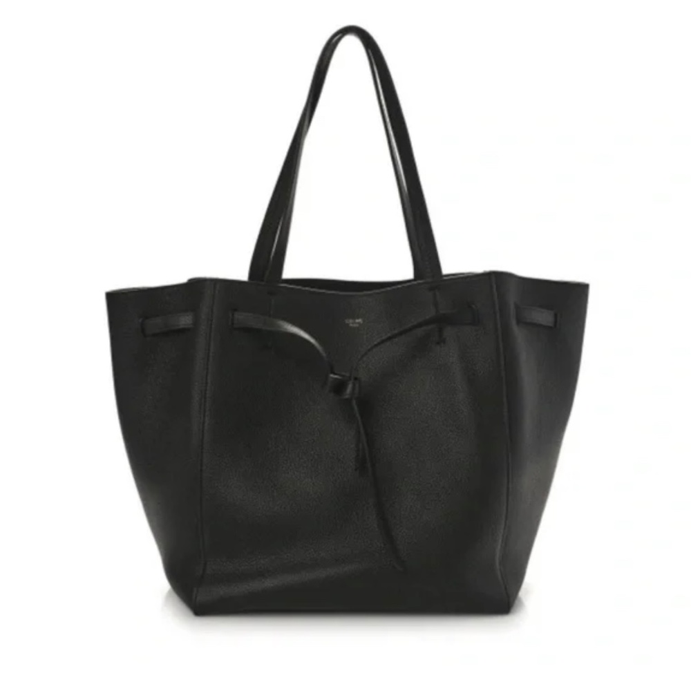 CELINE Soft Grained Calfskin Small Belt Cabas Phantom Black - Picture 10 of 11